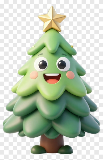 Cartoon Christmas Tree With A Star PNG