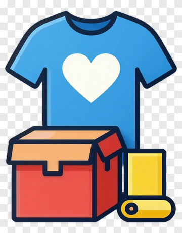 T-Shirt And Box With Heart Design PNG