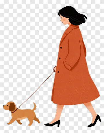 Woman Walking A Dog PNG