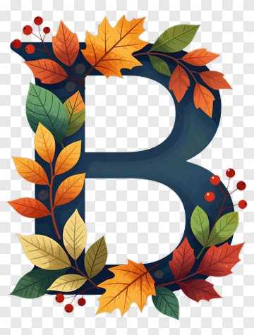 Letter B Surrounded By Autumn Leaves PNG