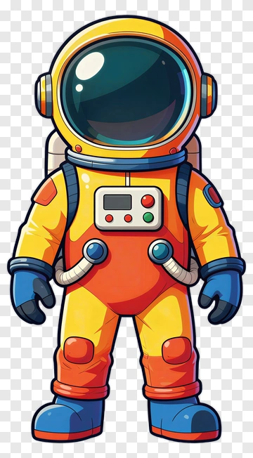 Cartoon Astronaut In Colorful Space Suit PNG