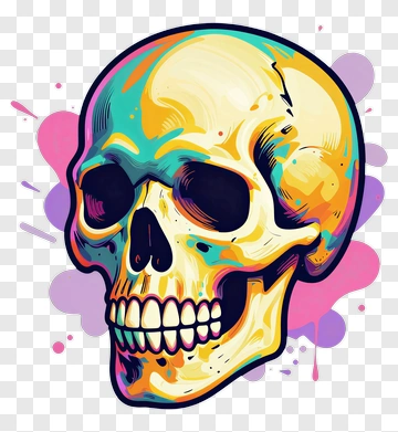 Colorful Skull With Abstract Background PNG