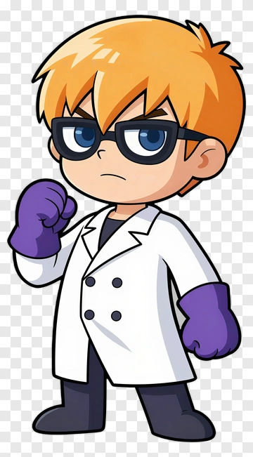 Cartoon Scientist Boy With Glasses PNG