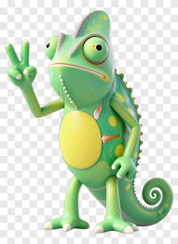 Cartoon Chameleon Giving A Peace Sign PNG