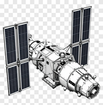 3D Space Satellite With Solar Panels PNG