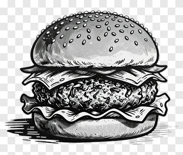 Vintage Hamburger With Sesame Seed Bun PNG