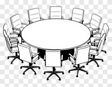 Round Conference Table With Chairs PNG