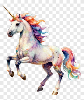 Colorful Unicorn With Flowing Mane PNG