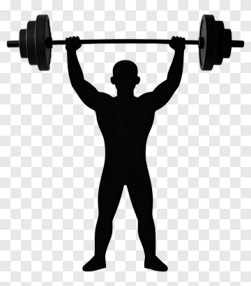 Silhouette Of A Weightlifter Lifting A Barbell PNG