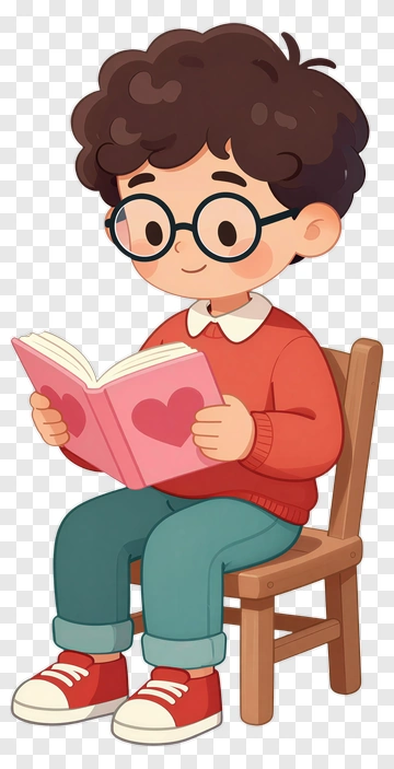Boy Reading A Book On A Chair PNG