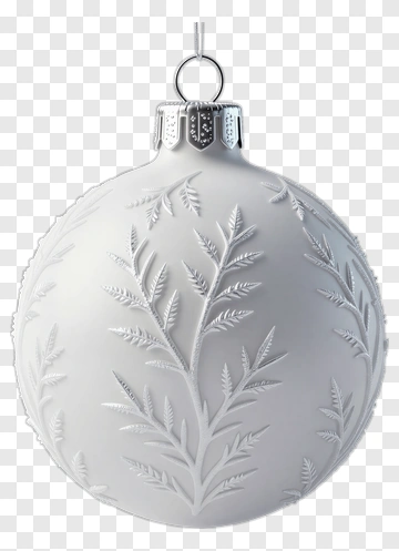 White Christmas Ornament With Leaf Design PNG
