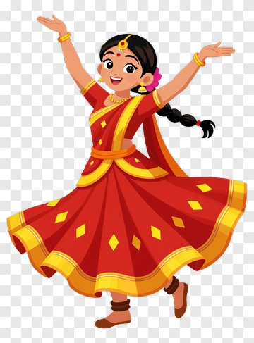 Dancing Girl In Traditional Red Dress PNG