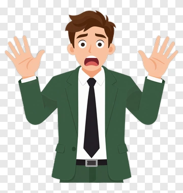 Cartoon Businessman Looking Scared PNG