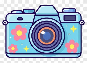 Colorful Camera With Flowers PNG