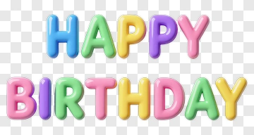 Happy Birthday Text In Colorful Letters PNG