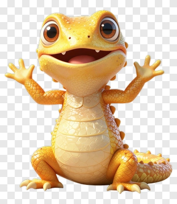 Cartoon Gecko With Open Arms PNG