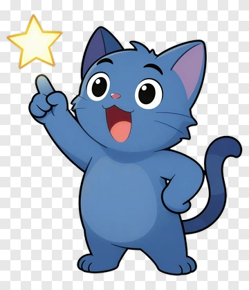 Cartoon Cat Pointing At A Star PNG