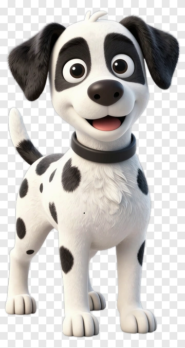 Cartoon Dog With Black Spots PNG