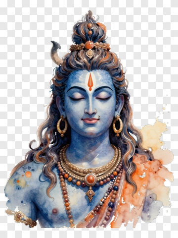 Watercolor Lord Shiva Portrait PNG