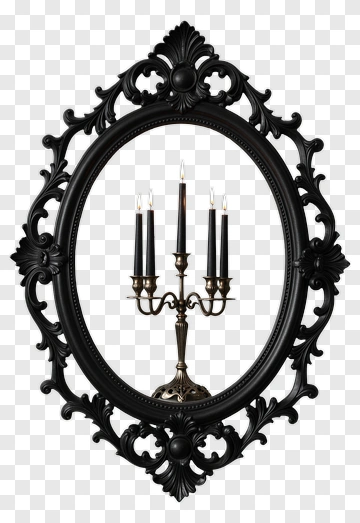 Vintage Candle Holder In Ornate Black Frame PNG