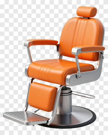 Barber Chair With Orange Upholstery PNG
