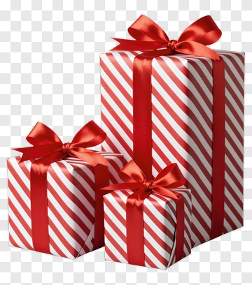 Christmas Gift Boxes With Red And White Stripes PNG