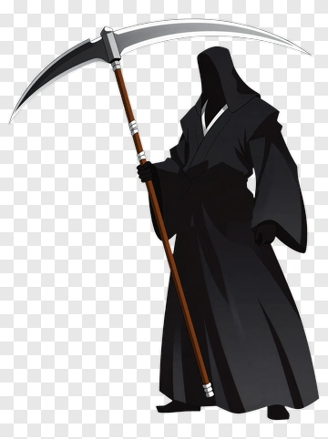 Cartoon Grim Reaper Holding A Scythe PNG