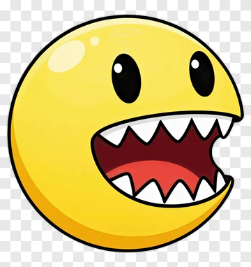 Cartoon Smiley Face With Sharp Teeth PNG