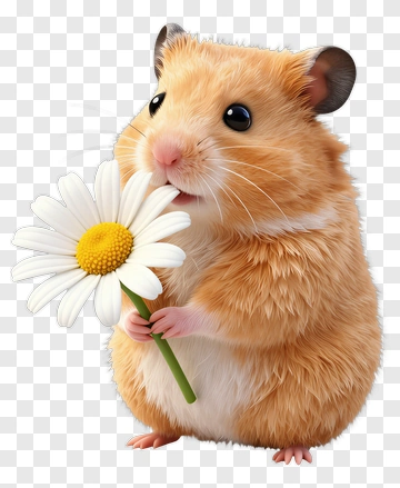 Hamster Holding A Daisy Flower PNG