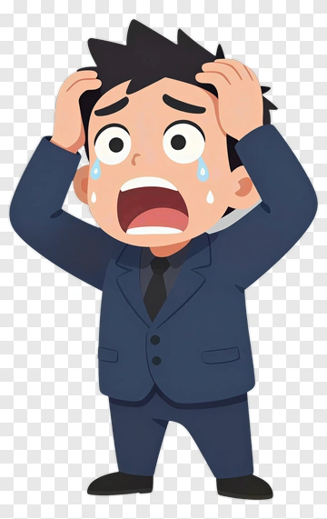 Cartoon Businessman Looking Stressed PNG