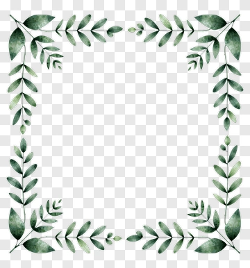 Watercolor Green Leaf Frame PNG