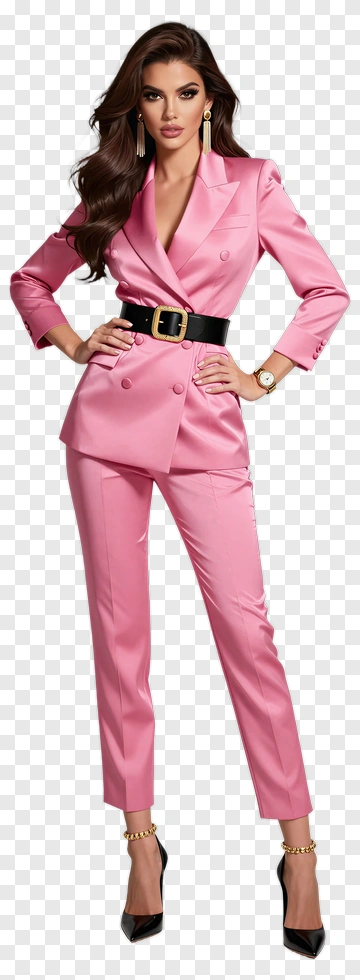 Stylish Woman In Pink Suit PNG