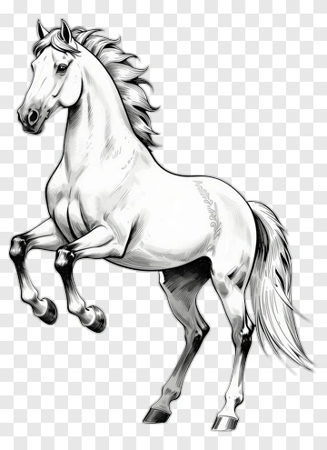 Rearing White Horse Illustration PNG