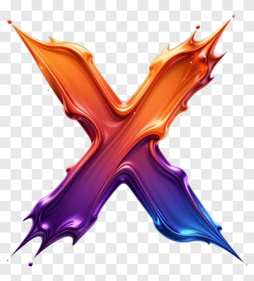 Colorful Liquid X Shape PNG