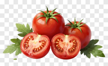 Fresh Red Tomatoes With Green Leaves PNG