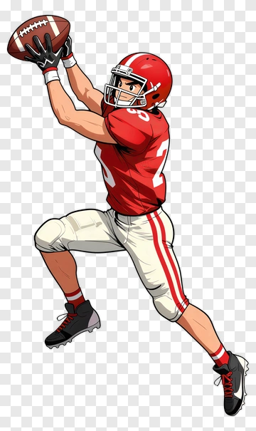 Cartoon Football Player Catching A Ball PNG