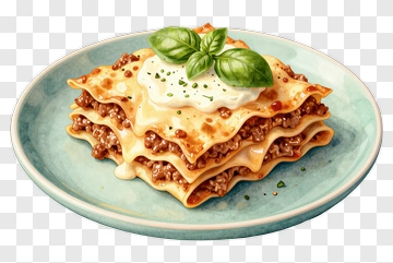 Delicious Lasagna With Basil And Cream PNG