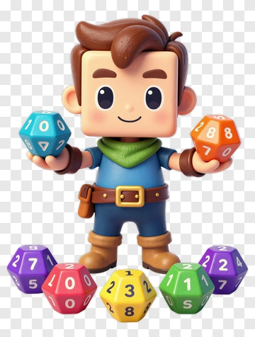 3D Character Holding Dice PNG