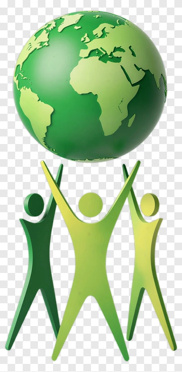 Green People Holding A Globe PNG