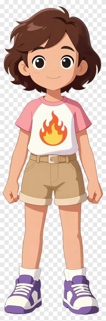 Cartoon Child With Flame T-Shirt PNG