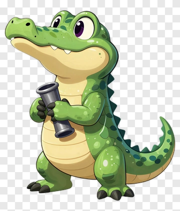 Cartoon Alligator Holding A Pipe PNG