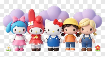 Colorful Cartoon Characters With Flowers PNG