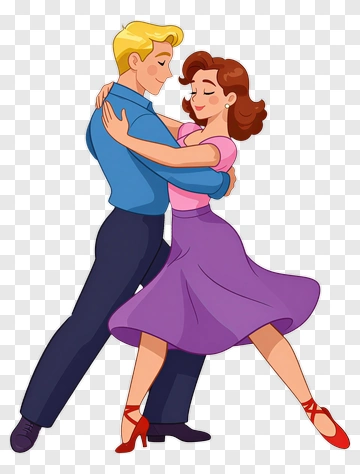 Cartoon Couple Dancing Together PNG