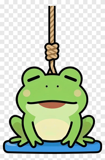 Cartoon Frog Sitting On A Swing PNG