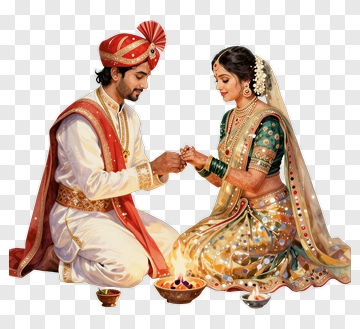 Indian Couple Performing A Traditional Ceremony PNG