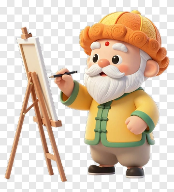 3D Artist Painting On An Easel PNG