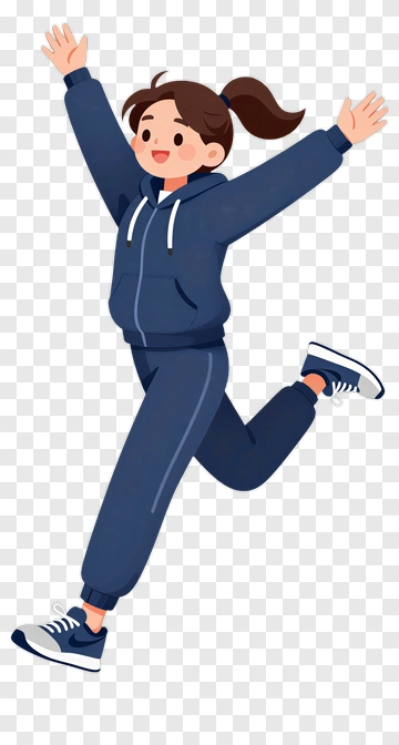 Cartoon Girl Jumping In Sportswear PNG