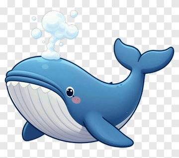 Cartoon Whale Spouting Water PNG