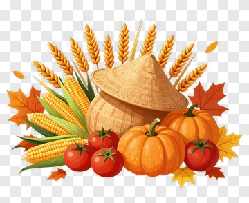 Harvest Cornucopia With Pumpkins And Tomatoes PNG