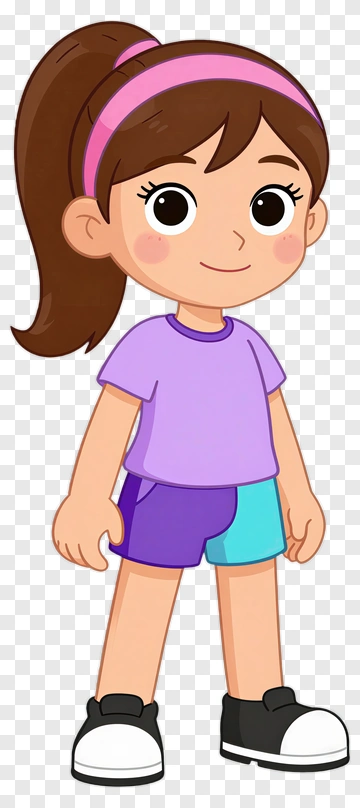 Cartoon Girl In Sports Outfit PNG